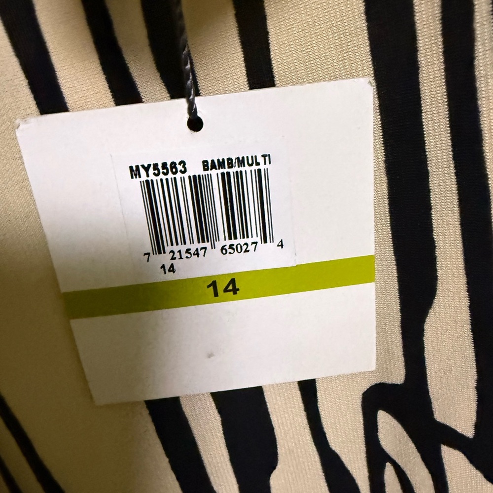 Muse Black Ivory Abstract Print Empire Waist Dress Size 14 Statement Chic NWT - Picture 5 of 7
